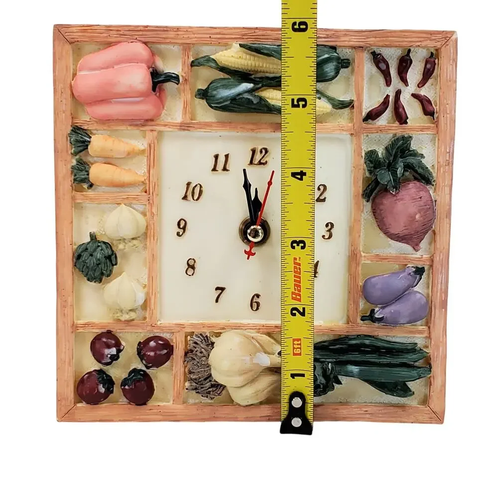 New Wall Clock Kitchen School Office Home Vegetables Shabby Chic Decor Square